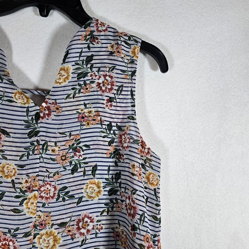 Cabi Womens Small Garden Blouse Blue Grey Floral Top Sleeveless New No Tags - Picture 11 of 12